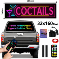 Écran LED flexible double rangée pour voiture, hauteur 20 cm, panneau de messages pour vitre arrière, animation, application Bluetooth, signalisation pour auto extérieur/intérieur