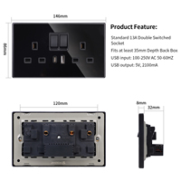 JIMEIDA Hotsale 146 Double prise 13A avec interrupteur, produit intelligent pour la maison avec indicateur, USB A+C 20W charge rapide, prise murale UK
