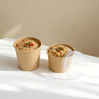 Bol en papier kraft personnalisé avec logo, conteneur alimentaire pour soupe chaude jetable imprimé sur mesure, 8 oz, 12 oz, 16 oz, 18 oz, 24 oz