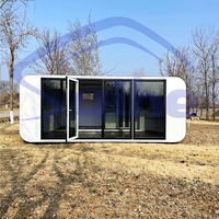Cabane de glamping portable en forme de pomme, maison préfabriquée avec salle de bain