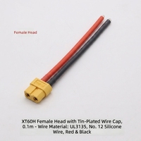 Câble connecteur XT60 en nylon et cuivre étamé, 50V, longueur 100mm, prise mâle-femelle pour batterie lithium et alimentation ESC de modèles RC
