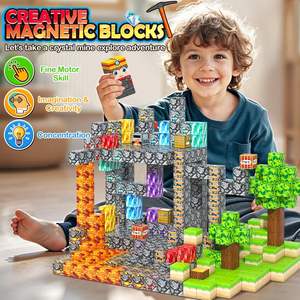 100 Pezzi Blocchi Magnetici STEM, Gioco Educativo Sensoriale, Avventura nella Grotta delle Gemme, Mondo Magnetico, Regalo per Bambini dai <span class=keywords><strong>3</strong></span> Anni in Su - Product Image 3