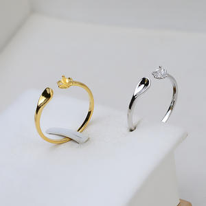 Bague ajustable en argent S925 pour femme, avec incrustation de perles DIY, support vide pour accessoires - Product Image 1