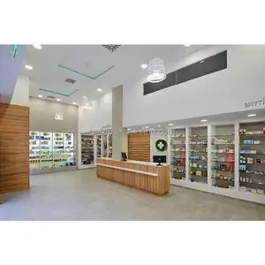 Retail Medical Store Fixtures Möbel Custom Holz Apotheke Regale für Apotheke Shop Interior Design