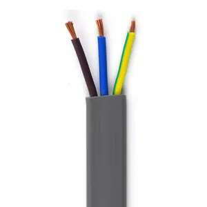 VDE Approval 3 Core Cable H05VVH2-F 1.5mm 2.5 mm 4mm 6mm PVC Electrical Cord Wire Twin and Earth Flat Grey Electric Cable