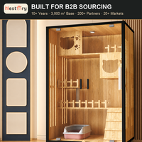 Vente en gros de villa pour chat moderne de luxe en bois massif, maisonnette d'intérieur pour animaux, cage, structure d'escalade, respirante, imperméable, chaude, plusieurs tailles