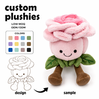 Peluche rose mignonne en forme de rose, fleur brodée en polyester et coton PP, cadeau d'anniversaire