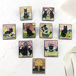 <span class=keywords><strong>Tarot</strong></span> Schwarze Katze Upside Down Emaille Pins Broschen Kleidung Rucksack Revers Abzeichen Schmuck Zubehör für Unisex Geschenk dekorationen - Product Image 5