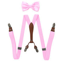 Bretelles unisexes en Y à 4 clips avec nœud papillon en satin assorti, ceinture élastique de 2,5 cm, accessoire de mariage formel