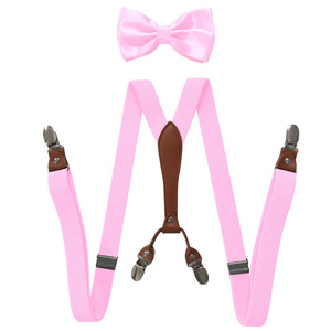 <span class=keywords><strong>Tirantes</strong></span> Unisex <span class=keywords><strong>con</strong></span> Diseño en Y y 4 Clips, <span class=keywords><strong>con</strong></span> Corbata de Moño de Satén a Juego, Cinturón de <span class=keywords><strong>Tirantes</strong></span> Elástico de 2.5 cm, Accesorio Formal <span class=keywords><strong>para</strong></span> Bodas - Product Image 4