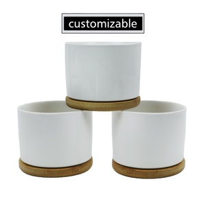 Vente en gros de pot de fleurs en céramique de 3.15/3.55 pouces pot de fleurs par sublimation avec revêtement vierge et fleur en céramique avec <span class=keywords><strong>bambou</strong></span> - Product Image 2