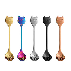 Cuchara de acero inoxidable transfronteriza, nueva cuchara para postres, cuchara hueca con diseño de garra de gato, linda cuchara para café, cuchara para helado, cuchara para remover - Product Image 5