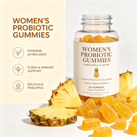 Gummies probiotiques à l'ananas pour femmes, OEM ODM, marque privée, vente en gros, équilibre digestif, soins intimes naturels pour le quotidien des femmes
