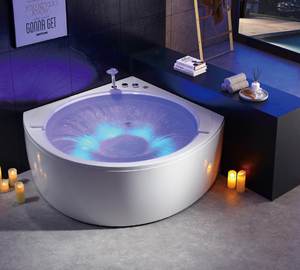 Bañera de Hidromasaje Redonda Independiente para Villas y Hoteles <span class=keywords><strong>Spa</strong></span>, Bañera Circular de Burbujas de Acrílico Sólido - Product Image 2