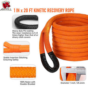 Ambull Alta resistencia y resistencia al desgaste 4x4 7/8 'x30ft todoterreno Mejor Kit de cuerda de recuperación cinética para todoterreno - Product Image 4