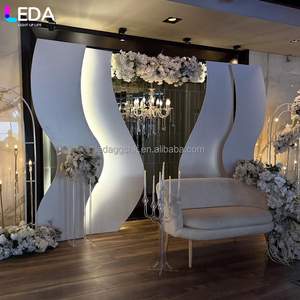 LEDA New Arrival Modern Classic Stage Decorations White Acrylic LED Large Hanging Flower <b>Runner</b> Backdrop - Product Image 2