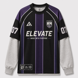 Maillots de football superposés style universitaire vintage personnalisés avec impression par sublimation intégrale et graphiques de logo - Product Image 4