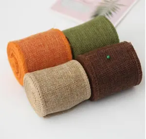 Groothandel Beste Prijs 6Cm Linnen Jute Lint Roll Voor Bruiloft Kerst Decoratie