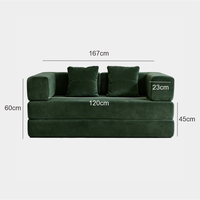 Sofá Cama Convertible Plegable de 2 Plazas, Moderno, de Tela de Pana, Envasado al Vacío Comprimido, con Diseño Confortable
