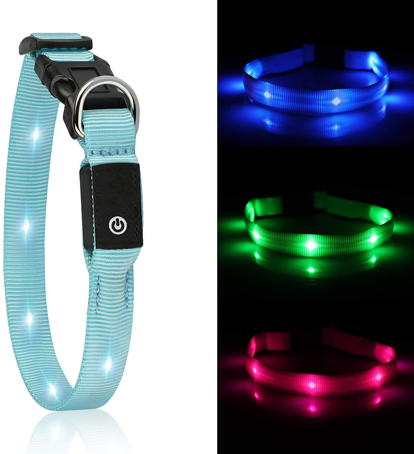 Распродажа, светодиодные ошейники для собак и домашних животных, Регулируемый полиэстер, светящийся ночью