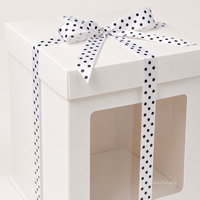 Boîte à gâteau haute personnalisée de haute qualité en carton ivoire, carrée, 8, 10, 12 pouces, avec fenêtre transparente pour mariage et fête