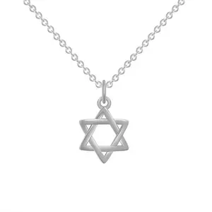 14k Gold Plated Jewish Gold David Star Necklace Neutral Hex Star Heart Lucky Necklace 925 Sterling Silver