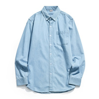Hommes Denim Chemise À Manches Longues Doux 100% Coton Jeans Cowboy Chemise OEM/ODM Chemise