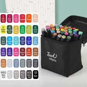 Ensemble de 80 marqueurs artistiques aux couleurs vives, double pointe, stylos pinceaux à peinture acrylique, emballage en sac en nylon noir, écriture double face - Product Image 5