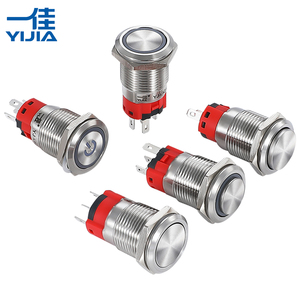 Pulsante a Pressione Illuminato da 16mm, Impermeabile, Momentaneo, Piatto, 1NO1NC, IP65/IP67, in Metallo con Anello LED, per Fai-da-Te Domestico - Product Image 1