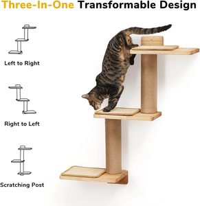 Étagères murales pour chats 3 en 1 Transformable Cats Scratching Post Wall Mounted DIY Kitten Walls <span class=keywords><strong>Jungle</strong></span> and Perch Platform Supplies - Product Image 5