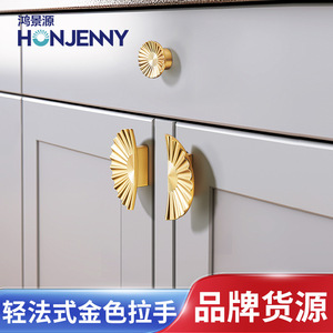 HONJENNY Zinc Alloy Cabinet Door Handle Round French Style Gold <b>Wardrobe</b> Drawer Handle Durable Cabinet <b>Hardware</b> - Product Image 3