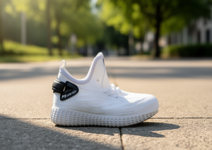 Scarpe Casual Fly Knit da Uomo Bianche con Punta Rotonda, Lacci, Tomaia in Rete Traspirante, Suola in Gomma, Intersuola in EVA per Tutte le Stagioni - Product Image 2