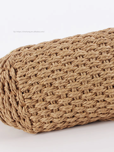 New Bohemian Woven PU Bag <b>Flowers</b> Zipper Two Beach Travel Paper Rope Business Large Capacity Fresh and <b>Sweet</b> Commuting Tanjing - Product Image 4