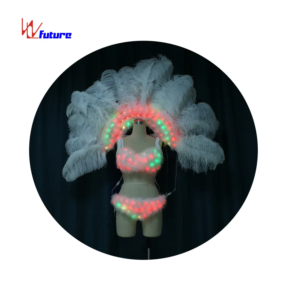 LED Light up Samba Dance Costumes LED Performance Robots de alto brillo RGB Adultos hechos a mano para adultos Fibra óptica luminosa