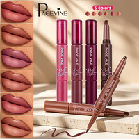 Crayon à lèvres mat violet mûre longue tenue, waterproof, non-collant, double embout, naturel, pour maquillage des lèvres