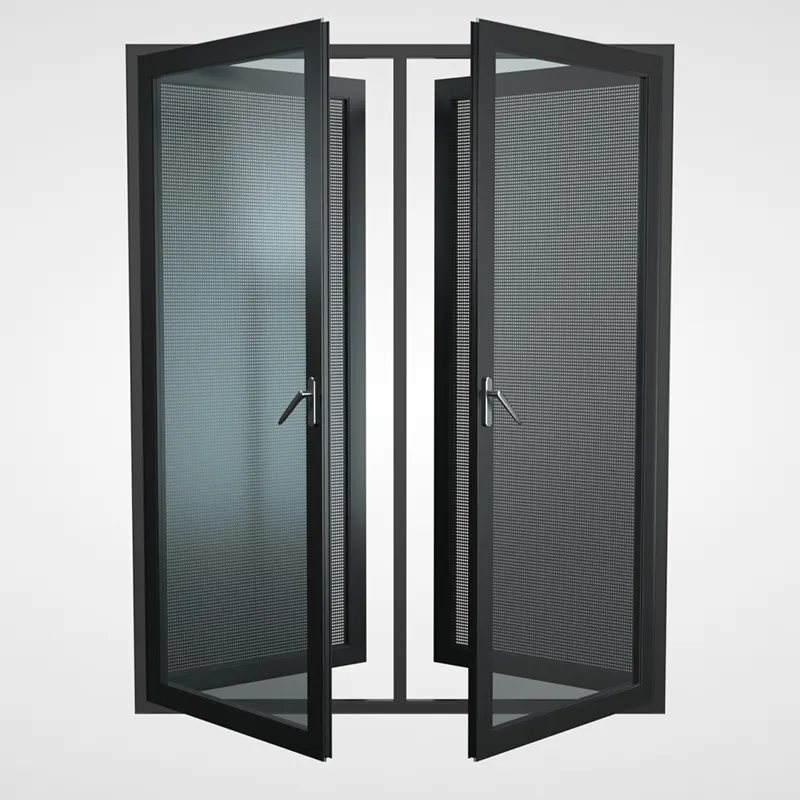 Factory Direct Cost-Effective Indoor Custom Black Aluminum Frame Stainless Steel Gauze Double Casement Window