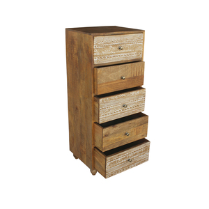 Eco Friendly Solid Mango Wood Drawer <b>Chest</b> with Wide <b>Storage</b> Drawers Durable Bedroom Furniture Cabinet with Matte Finish - Product Image 3