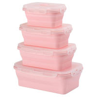 Ensemble de 4 boîtes bento réutilisables, écologiques, sans BPA, en silicone de qualité alimentaire, pliables, micro-ondables, étanches, 350 ml, 500 ml, 800 ml, 1200 ml
