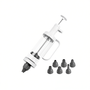 One Handed <b>Decorating</b> Syringe With 6 Nozzles <b>Cake</b> <b>Decorating</b> <b>Supplies</b> - Product Image 2