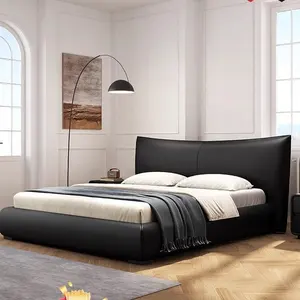 ATUNUS italienisches minimalistisches Luxus-Lederbett in gehobenem Stil Hotel-Schlafzimmer König/Königin große Betten Holzrahmenbetten