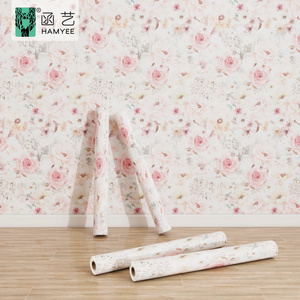 Papier peint floral / revêtement mural à peler et à coller, auto-adhésif, amovible, vinyle floral <span class=keywords><strong>aquarelle</strong></span>, papier <span class=keywords><strong>contact</strong></span> floral pour la maison - Product Image 1