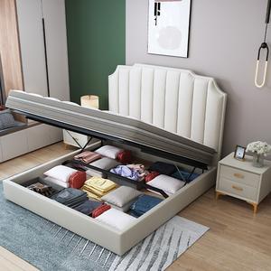 Lit rembourré moderne de style italien, taille double 1,8 m, couleur crème, meubles de chambre à coucher - Product Image 4