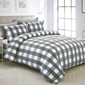 Juego de Ropa de Cama de Satén de Algodón con Estampado a Cuadros Grises de Búfalo, Estilo Polaco, para B&B, Envío Directo desde la UE, 3 Piezas - Product Image 5
