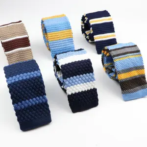 Mens Striped Knit Tie Skinny Knitted Necktie Narrow 5.5cm Width Slim Dot Gravatas Classical Ties Knitting Tape Yarn Designers