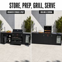 Îlot de cuisine extérieur modulaire personnalisable en acier inoxydable avec station de barbecue et rangement haute capacité pour jardin et patio