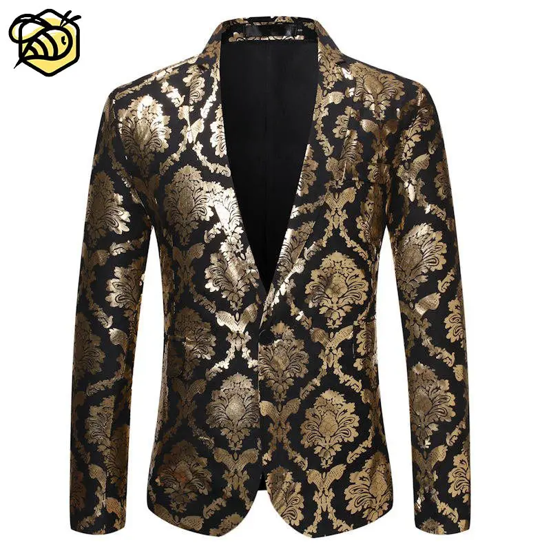 2022 Classic Apparel Clothing > Men's Suits & Terno Dourado Blazer Hombre