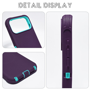 3 In1 Phone Defender case pour Fundas De <span class=keywords><strong>Acrigel</strong></span> Para Magnetic armor case pour IPhone 17 16 15 14 13 12 11 Defender Magnetic - Product Image 2