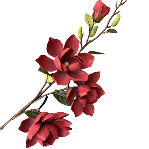Flores artificiales decorativas, 4 cabezas, <span class=keywords><strong>Magnolia</strong></span> <span class=keywords><strong>Grandiflora</strong></span>, venta al por mayor - Product Image 1