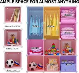 Boîte de rangement en plastique rose pour armoire, cube de rangement pour armoire, armoire portable en plastique pour enfants, organisateur de placard - Product Image 5