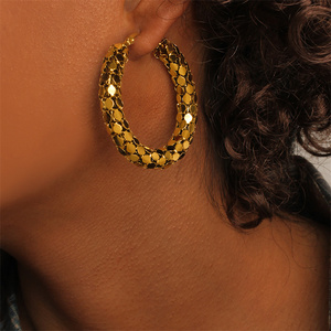 Luxury Fish Scale Hoop Earrings 18K Gold Plated <strong>Stainless</strong> <strong>Steel</strong> Elegant Dangle Earrings for Women Vacation <strong>Jewelry</strong> - Product Image 6